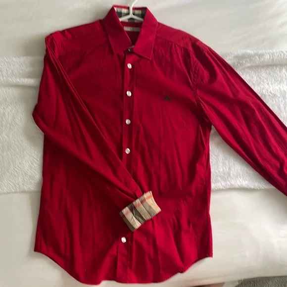 Red Burberry Brit dress shirt Size S